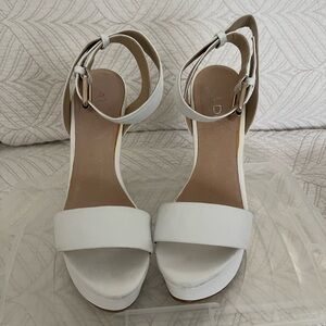Aldo White Ankle-Strap Platform Sandals